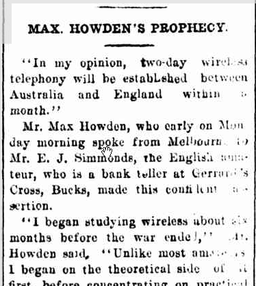 Max Howden The Bathurst Times (NSW: 1909 - 1925)