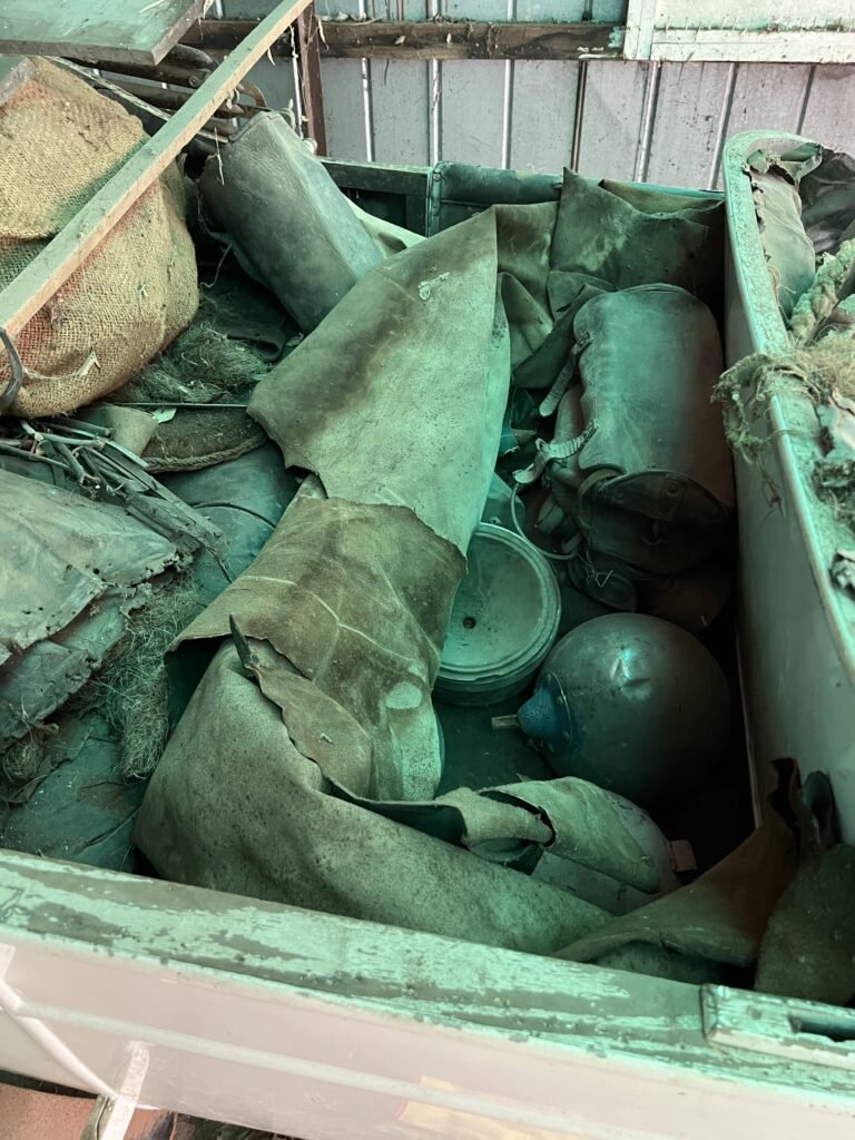 In rear seat section roll of leather for upholstery