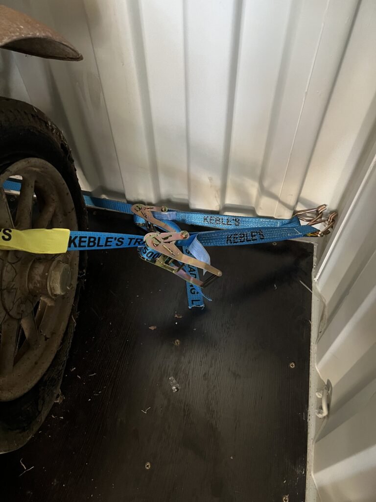 Container view front vehicle tie-downs