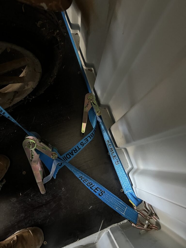 Container view front vehicle tie-downs