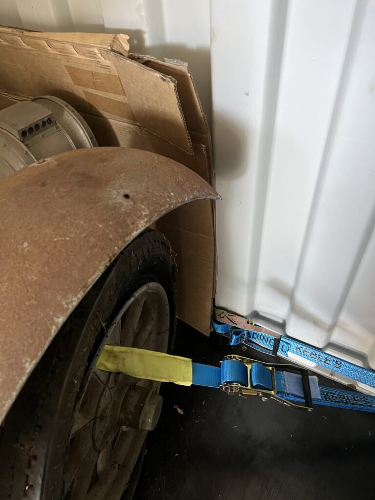 Container view front vehicle tie-downs