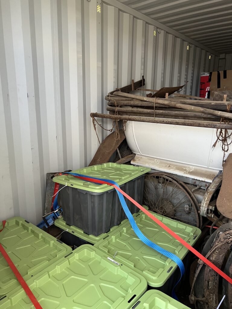 Container view from rear during tie-down