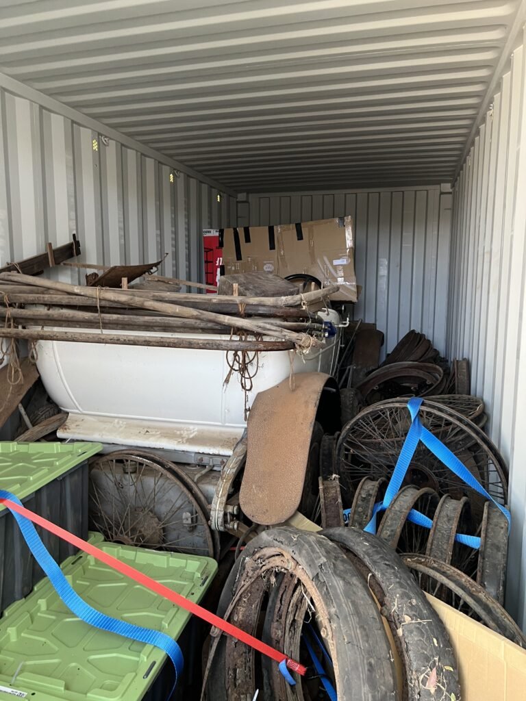 Container view from rear during tie-down